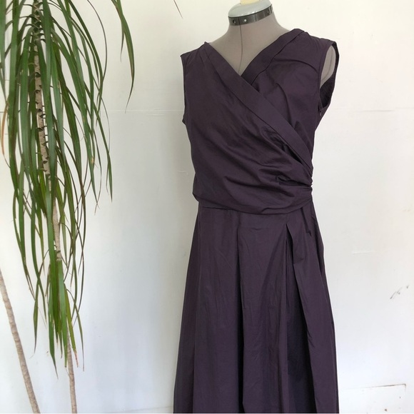 PIENA Women's Purple Gown Cotton V-Neck Sleveless Prom Dress Size L - Picture 3 of 13